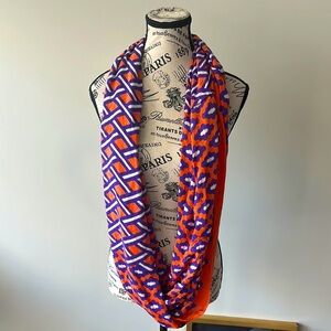 Vibrant Orange and Purple Patterned Scarf
